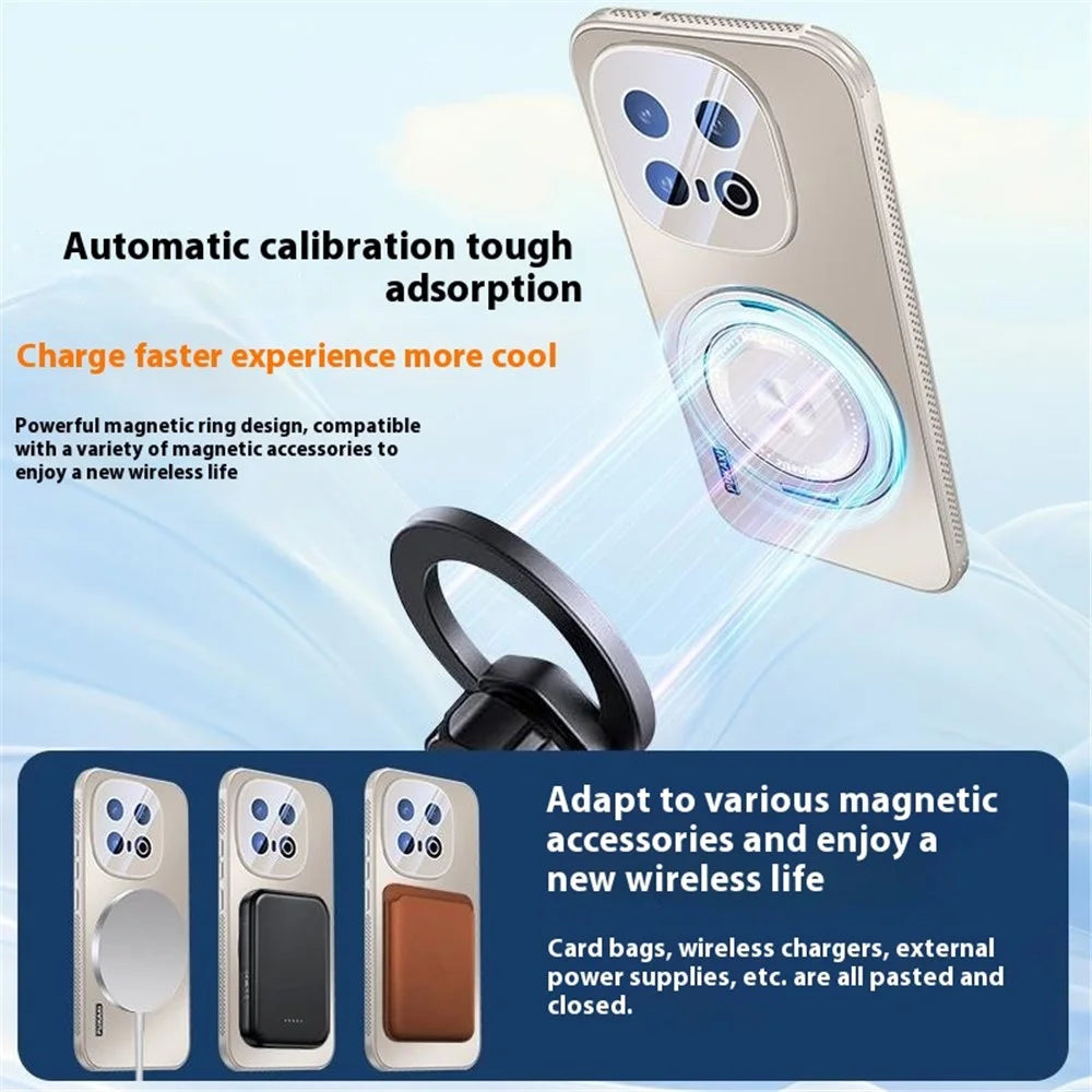 For vivo iQOO 13 5G Magnetic Case Kickstand TPU PC Heat Dissipation Phone Cover - Black - 6