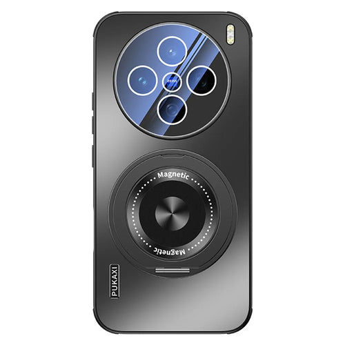 For vivo X200 5G Magnetic Case Kickstand TPU PC Heat Dissipation Phone Cover - Black - 1