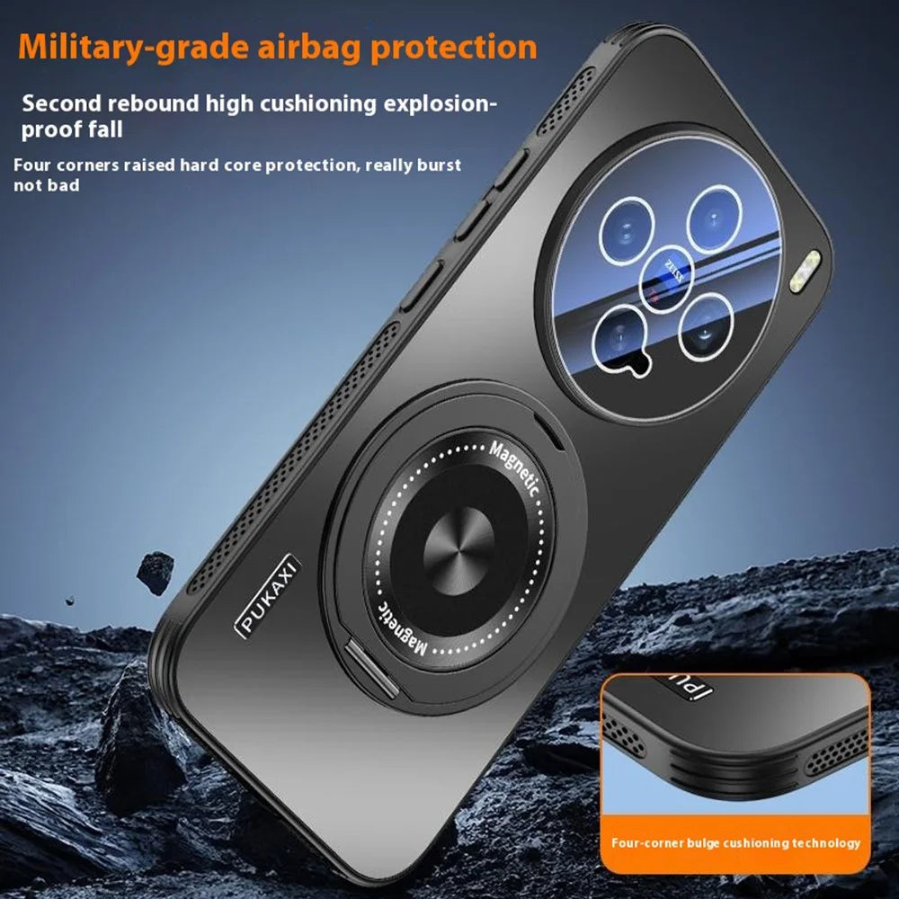 For vivo X200 Pro mini 5G Magnetic Case Kickstand TPU PC Heat Dissipation Phone Cover - Black - 3