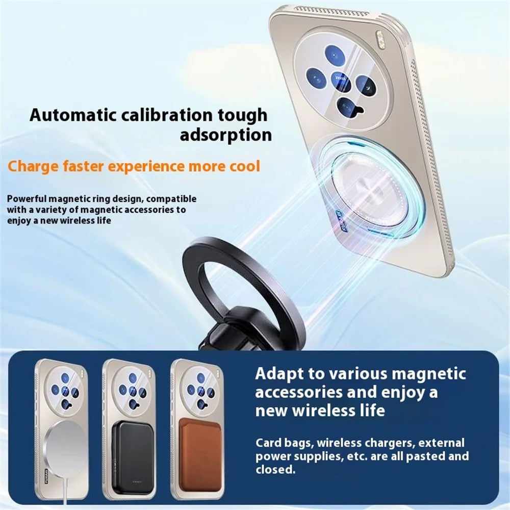 For vivo X200 Pro mini 5G Magnetic Case Kickstand TPU PC Heat Dissipation Phone Cover - Black - 7