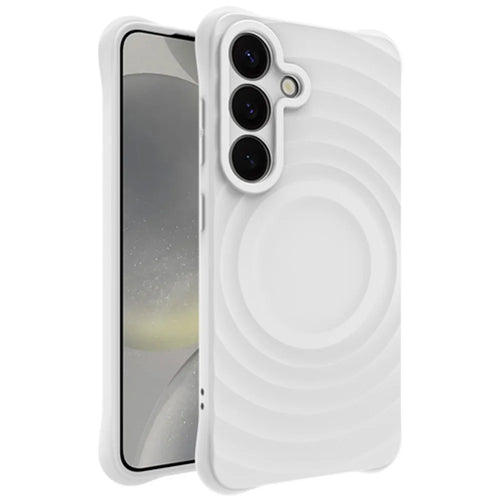 IMAK UC-6 Series for Samsung Galaxy S25+ Case Water Drop Texture Anti-Skid Matte TPU Cover - Matte White - 1