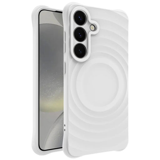IMAK UC-6 Series for Samsung Galaxy S25+ Case Water Drop Texture Anti-Skid Matte TPU Cover - Matte White - 1