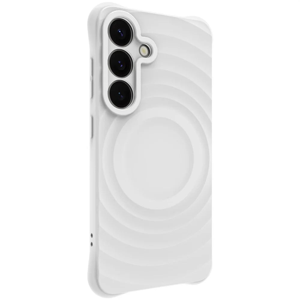 IMAK UC-6 Series for Samsung Galaxy S25+ Case Water Drop Texture Anti-Skid Matte TPU Cover - Matte White - 3