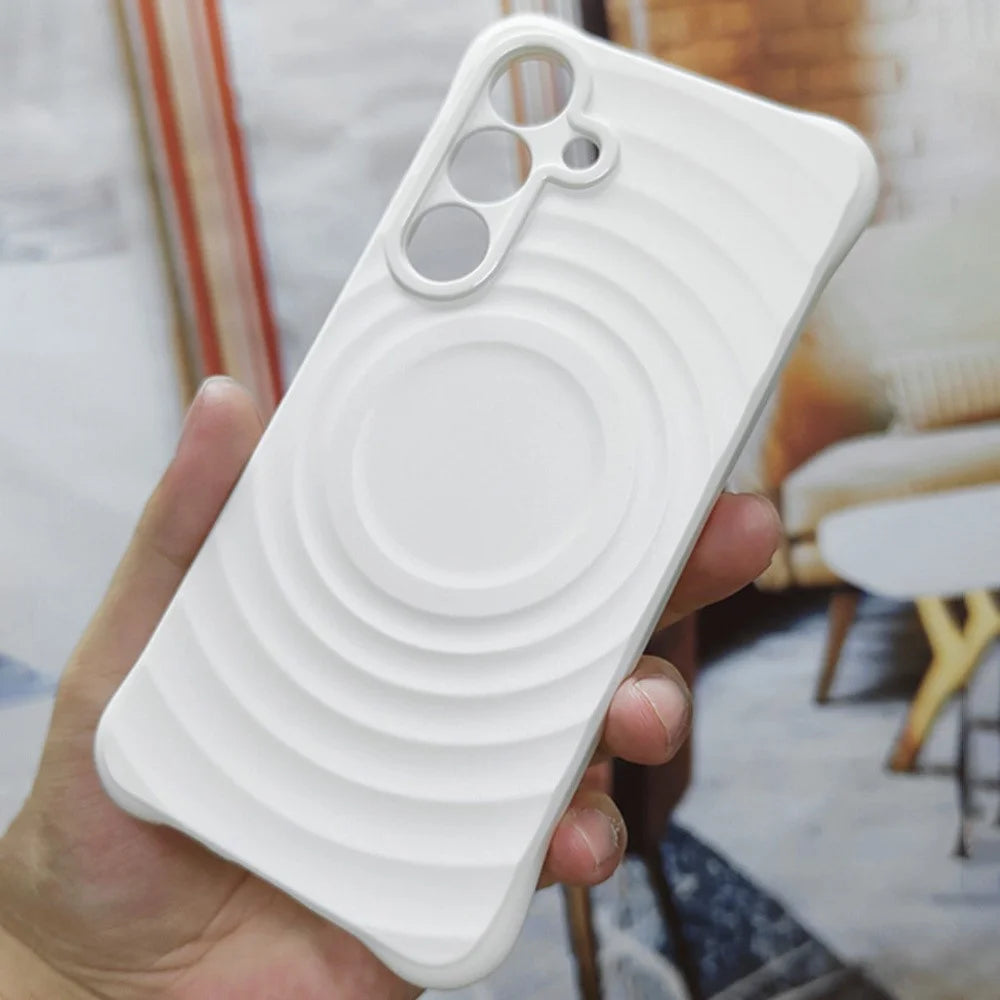 IMAK UC-6 Series for Samsung Galaxy S25+ Case Water Drop Texture Anti-Skid Matte TPU Cover - Matte White - 5