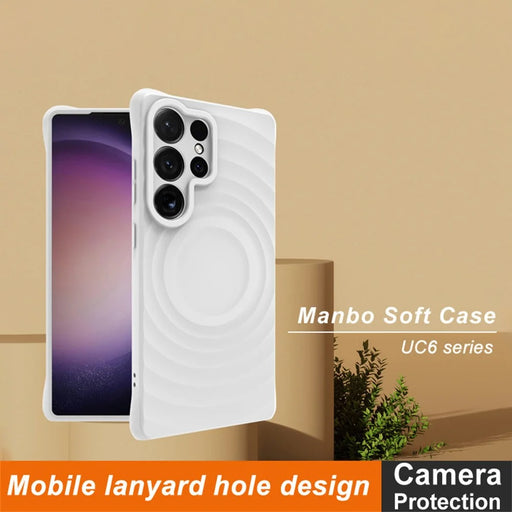 IMAK UC-6 Series for Samsung Galaxy S25 Ultra Case Water Drop Texture Anti-Skid Matte TPU Cover - Matte White - 2