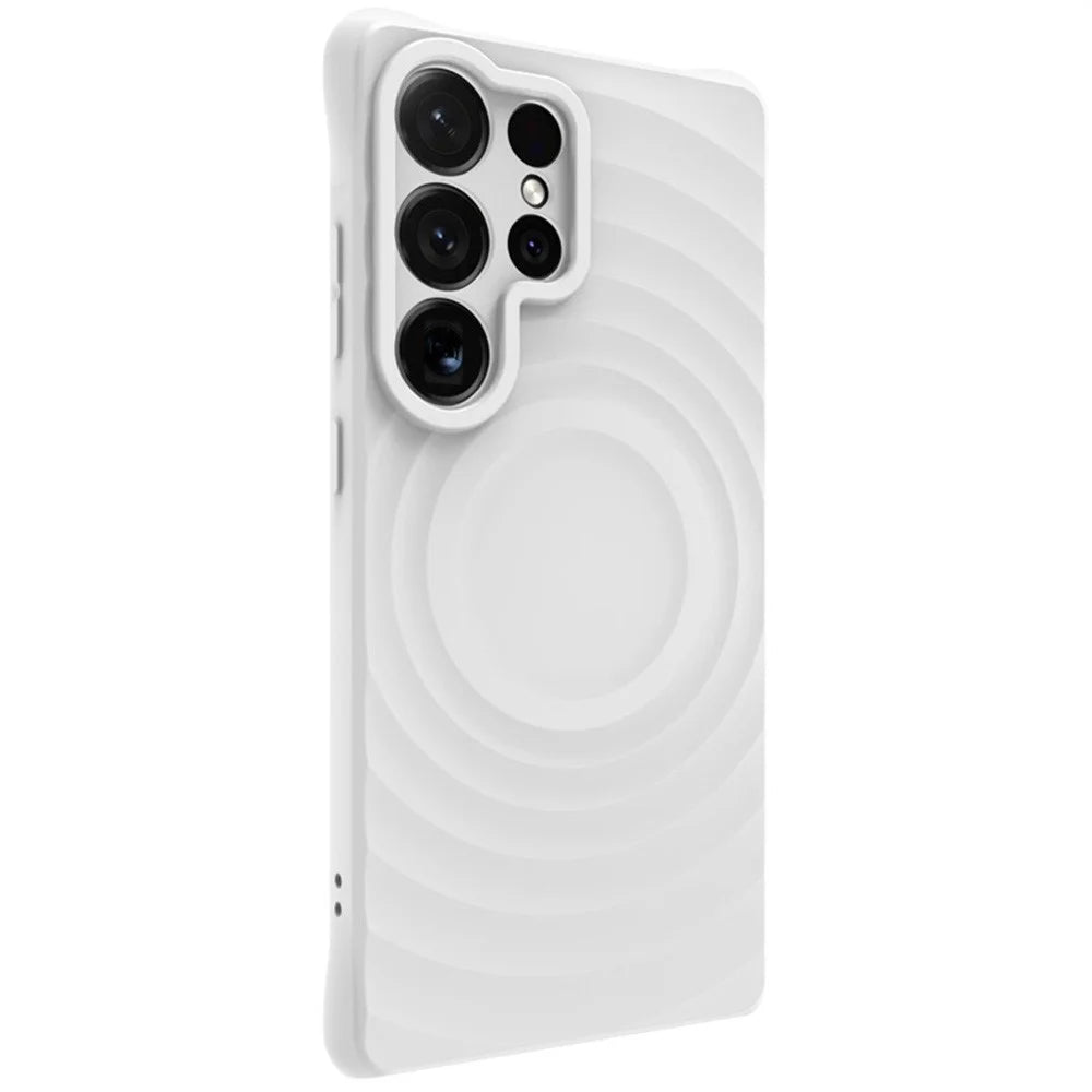 IMAK UC-6 Series for Samsung Galaxy S25 Ultra Case Water Drop Texture Anti-Skid Matte TPU Cover - Matte White - 3