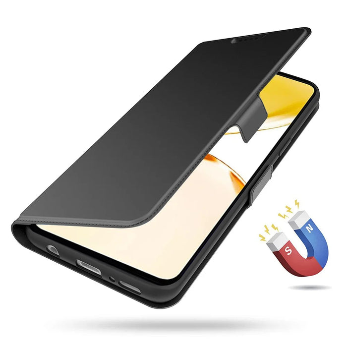 For Realme Note 60 Case Shockproof TPU Inner Shell Leather Phone Cover Card Slot - Black - 4
