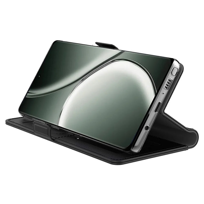For Realme Note 60 Case Stand PU Leather Phone Cover Card Holder Mirror - Black - 3