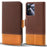 For Realme Note 60 Case Color Splicing PU Leather Wallet Phone Cover - Brown - 1