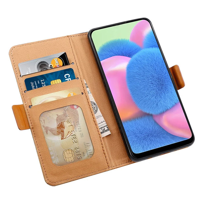 For Realme Note 60 Case Color Splicing PU Leather Wallet Phone Cover - Brown - 2