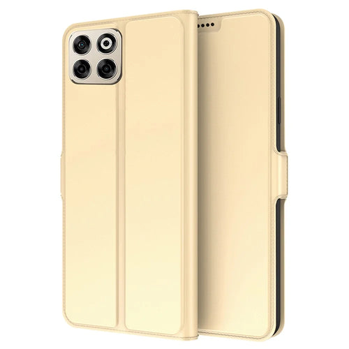For ZTE Blade A35 Case Shockproof TPU Inner Shell Leather Phone Cover Card Slot - Gold - 1