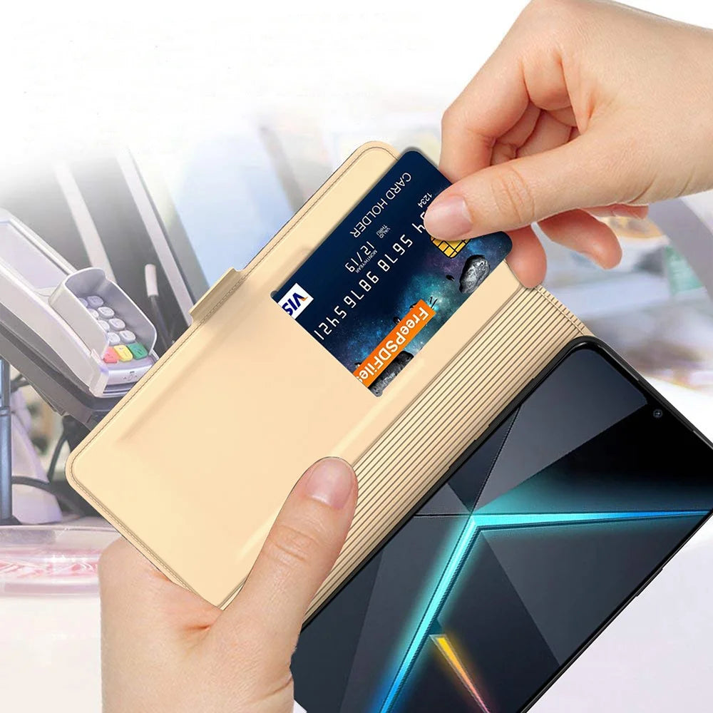 For ZTE Blade A35 Case Shockproof TPU Inner Shell Leather Phone Cover Card Slot - Gold - 5