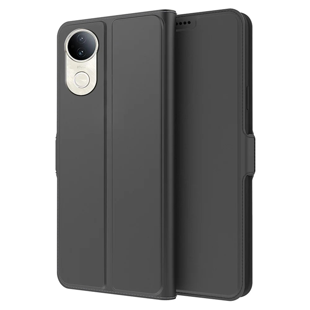 For vivo S20 5G Case Shockproof TPU Inner Shell Leather Phone Cover Card Slot - Black - 1