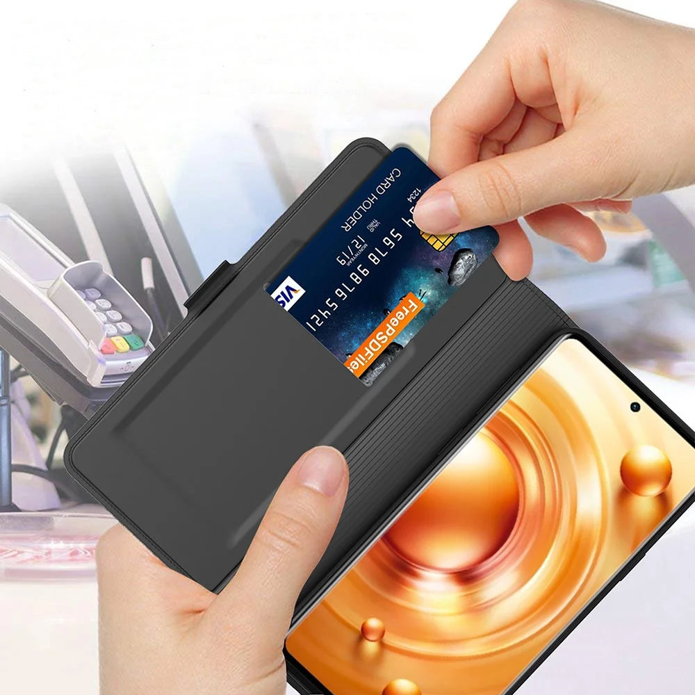 For vivo S20 5G Case Shockproof TPU Inner Shell Leather Phone Cover Card Slot - Black - 5