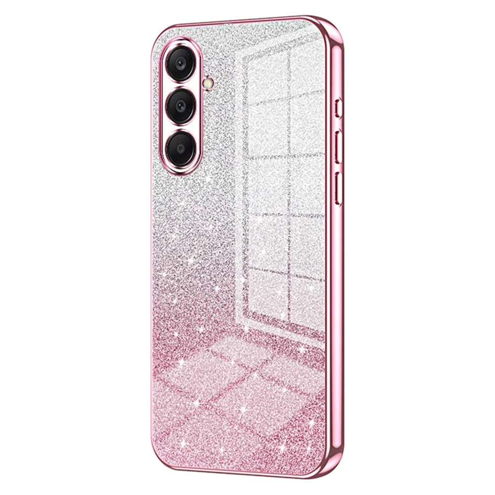For Samsung Galaxy A26 5G Case Electroplating Gradient Glitter TPU Phone Cover - Pink - 1