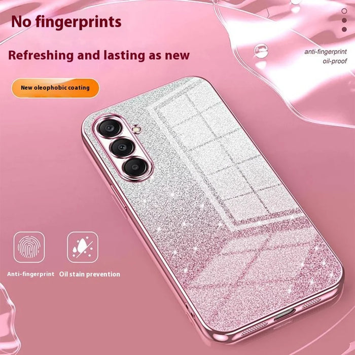 For Samsung Galaxy A26 5G Case Electroplating Gradient Glitter TPU Phone Cover - Pink - 5