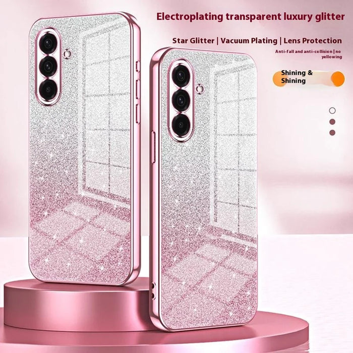 For Samsung Galaxy A36 5G Case Electroplating Gradient Glitter TPU Phone Cover - Pink - 3