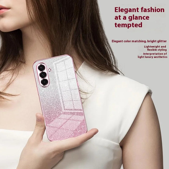 For Samsung Galaxy A36 5G Case Electroplating Gradient Glitter TPU Phone Cover - Pink - 4