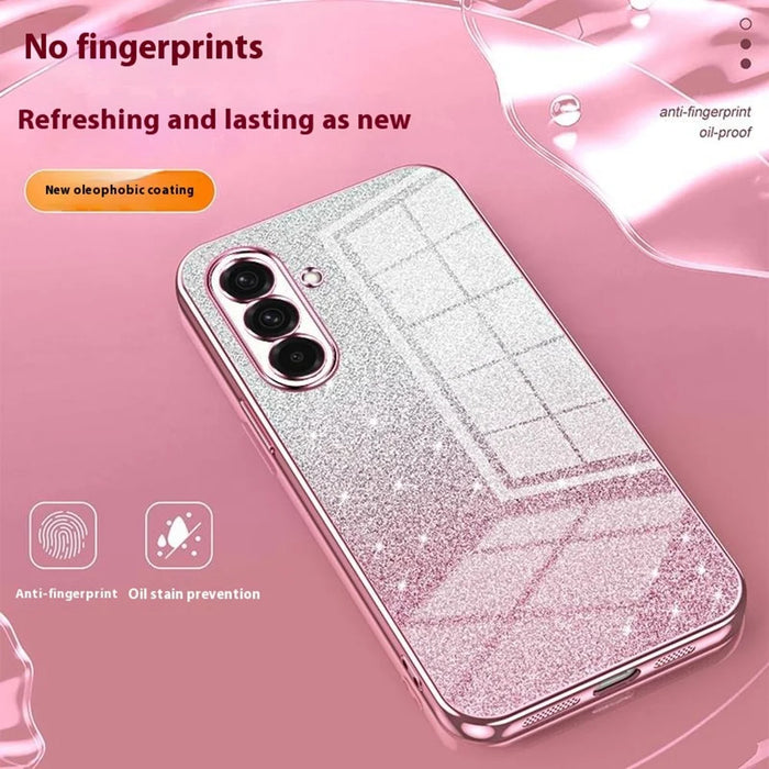 For Samsung Galaxy A36 5G Case Electroplating Gradient Glitter TPU Phone Cover - Pink - 5