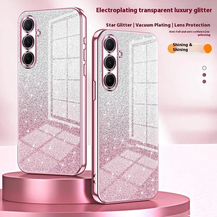 For Samsung Galaxy A56 5G Case Electroplating Gradient Glitter TPU Phone Cover - Pink - 3