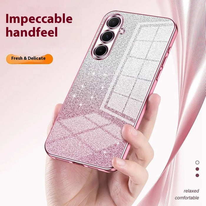 For Samsung Galaxy A56 5G Case Electroplating Gradient Glitter TPU Phone Cover - Pink - 6