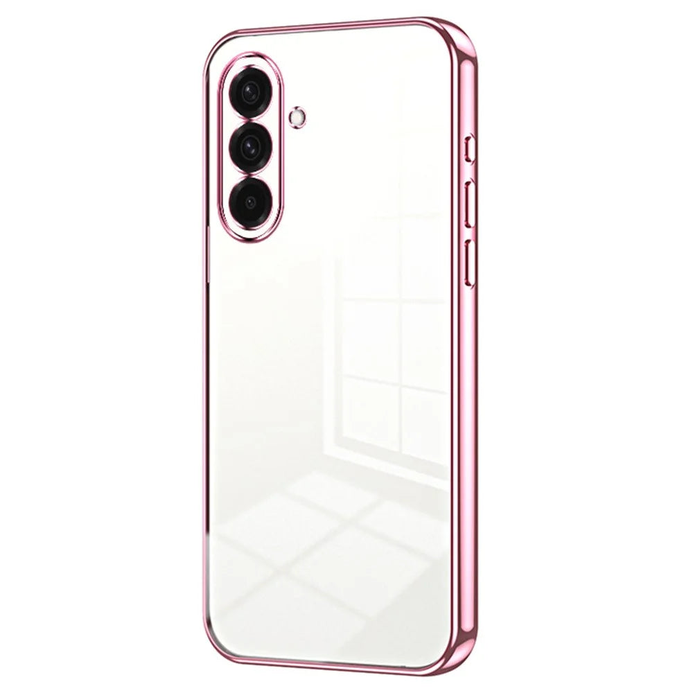For Samsung Galaxy A36 5G Case Electroplating Frame Soft TPU Phone Cover - Pink - 1