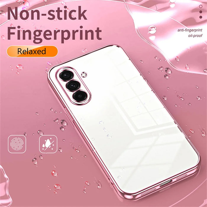 For Samsung Galaxy A36 5G Case Electroplating Frame Soft TPU Phone Cover - Pink - 5