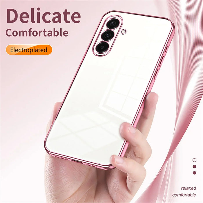 For Samsung Galaxy A36 5G Case Electroplating Frame Soft TPU Phone Cover - Pink - 6
