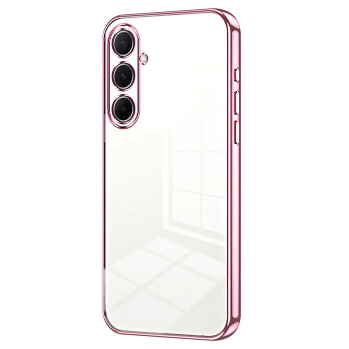 For Samsung Galaxy A56 5G Case Electroplating Frame Soft TPU Phone Cover - Pink - 1