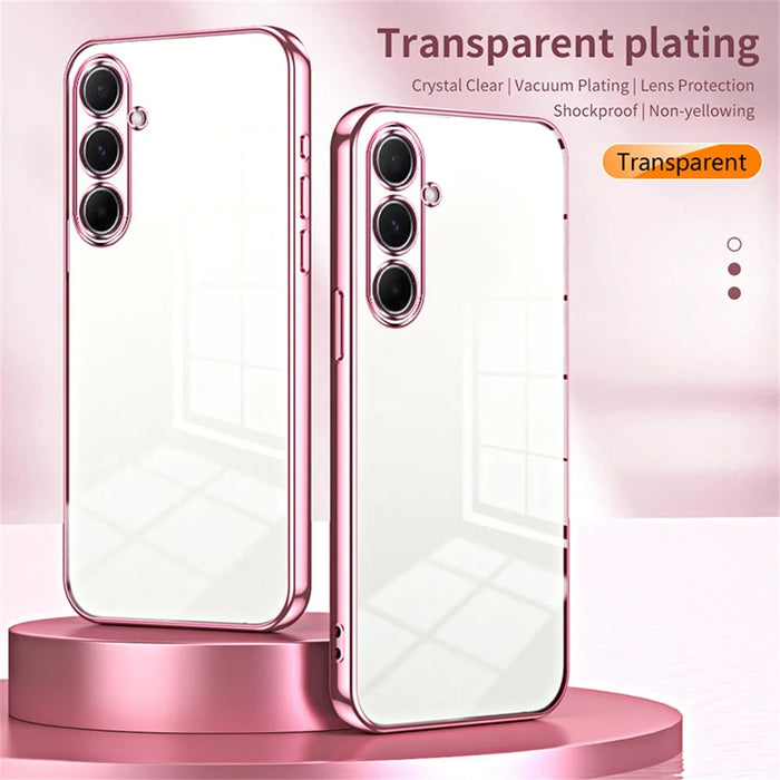 For Samsung Galaxy A56 5G Case Electroplating Frame Soft TPU Phone Cover - Pink - 3