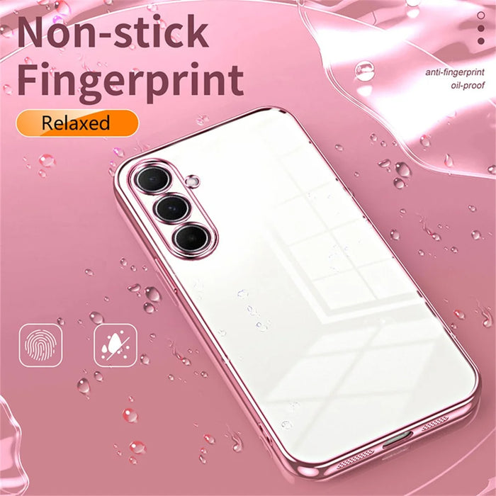 For Samsung Galaxy A56 5G Case Electroplating Frame Soft TPU Phone Cover - Pink - 5