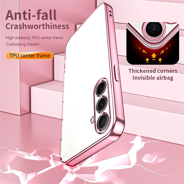 For Samsung Galaxy A56 5G Case Electroplating Frame Soft TPU Phone Cover - Pink - 7