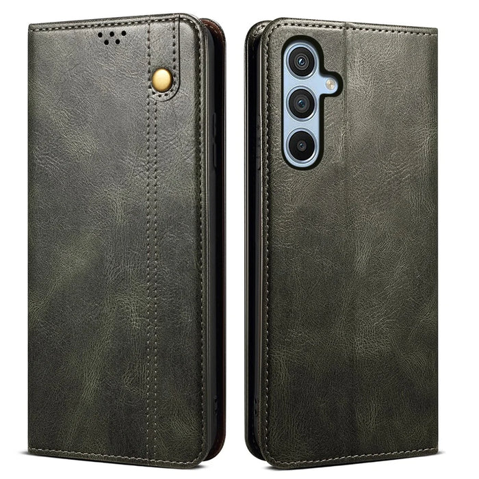 For Samsung Galaxy A26 5G Case Crazy Horse Texture Waxy Leather Wallet Stand Phone Cover - Green - 1