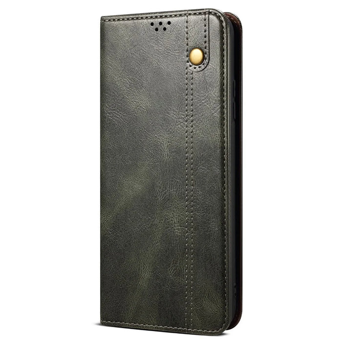 For Samsung Galaxy A26 5G Case Crazy Horse Texture Waxy Leather Wallet Stand Phone Cover - Green - 5