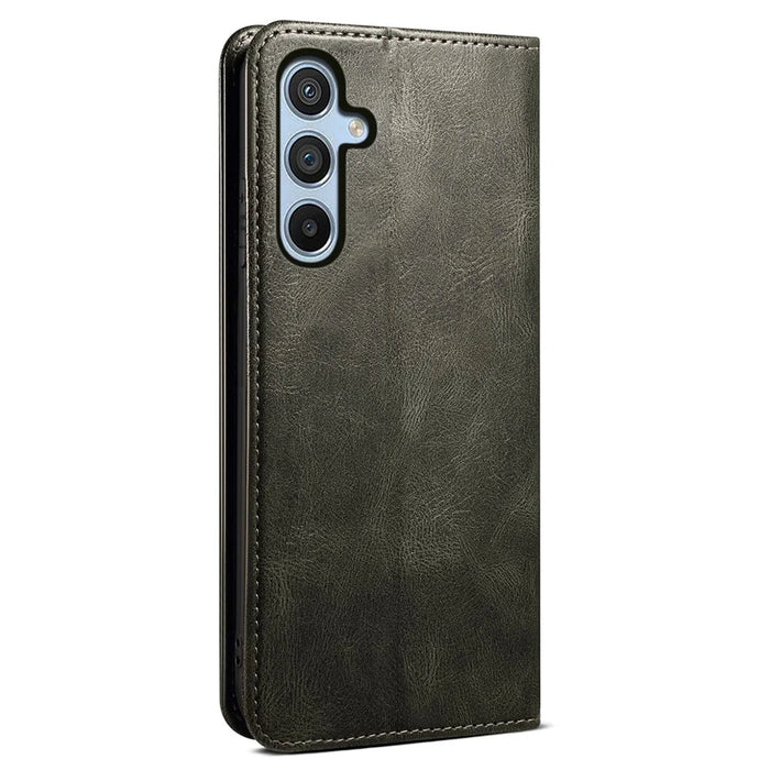 For Samsung Galaxy A26 5G Case Crazy Horse Texture Waxy Leather Wallet Stand Phone Cover - Green - 6