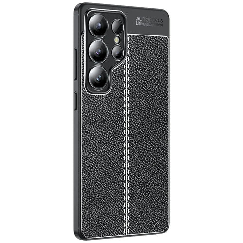 For Samsung Galaxy S25 Ultra Case Litchi Texture TPU Flexible Phone Cover, Black - 1