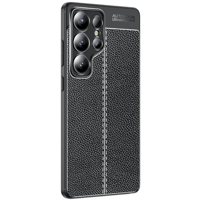 For Samsung Galaxy S25 Ultra Case Litchi Texture TPU Flexible Phone Cover, Black - 1