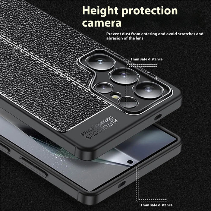 For Samsung Galaxy S25 Ultra Case Litchi Texture TPU Flexible Phone Cover, Black - 4