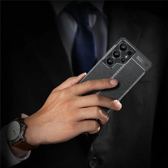 For Samsung Galaxy S25 Ultra Case Litchi Texture TPU Flexible Phone Cover, Black - 7
