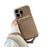 For iPhone 16 Pro Max Case Zipper Card Slots PU Leather Phone Back Cover with Wrist Strap - Grey - 1