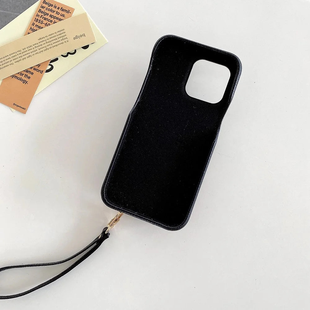 For iPhone 16 Pro Case Zipper Card Slots PU Leather Phone Back Cover with Wrist Strap - Black - 2