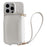For iPhone 14 Pro Case Zipper Card Slots PU Leather Phone Back Cover with Wrist Strap - White - 1