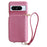 For Google Pixel 8 Pro Case Zipper Card Slots PU Leather Phone Back Cover with Wrist Strap - Pink - 1