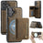 AUTSPACE For iPhone 16 Plus Case  A13 Vintage Leather Back Cover with Magnetic Detachable Card Bag - Coffee - 1