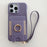 For iPhone 16 Pro Case Card Slots Kickstand PU Leather Back Cover with Ring Holder, Wrist Strap - Purple - 2