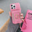 For iPhone 14 Pro Max Case Card Slots Kickstand PU Leather Back Cover with Ring Holder, Wrist Strap - Pink - 1