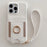 For iPhone 14 Pro Case Card Slots Kickstand PU Leather Back Cover with Ring Holder, Wrist Strap - White - 2