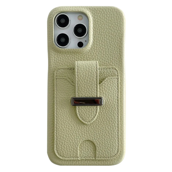 For iPhone 14 Pro Case with Card Slots Litchi Texture Leather + PET Phone Cover - Green - 1