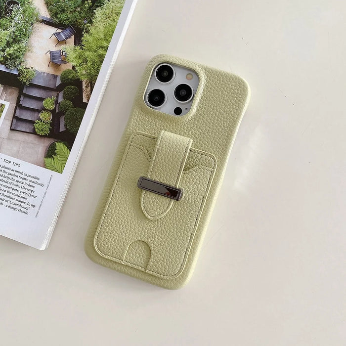 For iPhone 14 Pro Case with Card Slots Litchi Texture Leather + PET Phone Cover - Green - 7