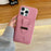 For iPhone 16 Pro Max Case with Card Slots Litchi Texture Leather + PET Phone Cover - Pink - 6